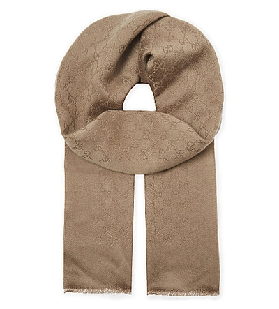 Shop Gucci Logo Cashmere Scarf In Rope