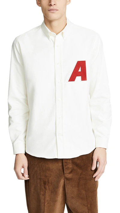 Shop Ami Alexandre Mattiussi Button Down Long Sleeve Shirt In White