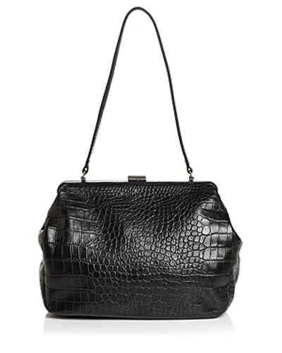 Shop Steven Alan Zander Medium Croc-embossed Leather Satchel In Black/silver