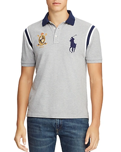 Shop Polo Ralph Lauren Contrast-trimmed Mesh Polo Shirt In Gray