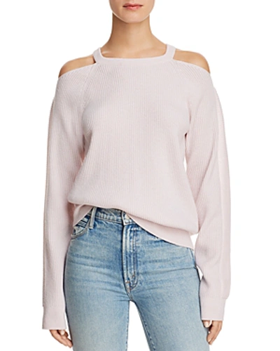 Shop J Brand Mackenzie Cold-shoulder Cashmere Sweater In Faded Clear Pink