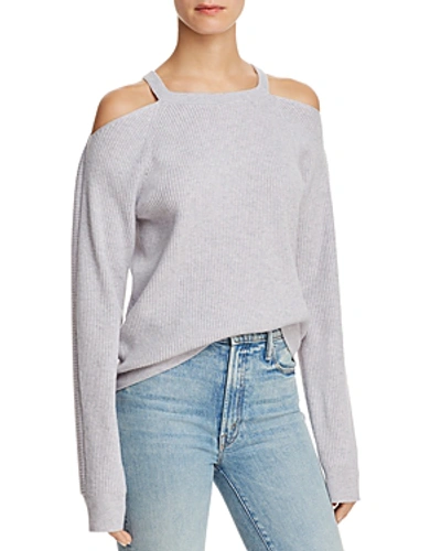 Shop J Brand Mackenzie Cold-shoulder Cashmere Sweater In Light Future