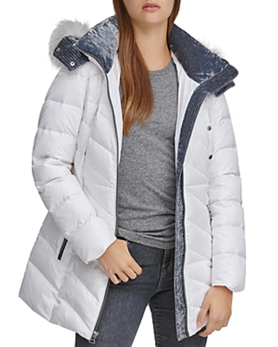Shop Marc New York Shirley Hooded Faux Fur Trim Parka In White