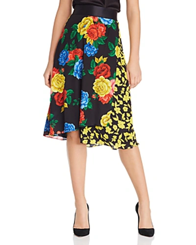 Shop Alice And Olivia Alice + Olivia Nanette Silk Floral Faux-wrap Skirt In Camellia Bouquet