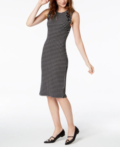 Shop Almost Famous Juniors' Houndstooth Lace-up Dress In Black Print
