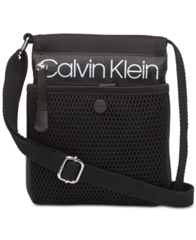 Shop Calvin Klein Tabbie Nylon Crossbody In Black/silver