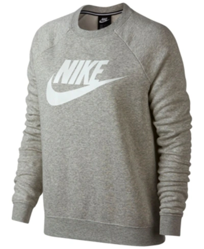 Shop Nike Sportswear Rally Logo Fleece Sweatshirt In Grey Heather/white