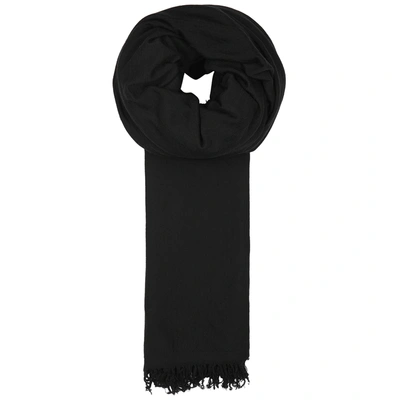 Shop Rick Owens Black Wool Jersey Scarf