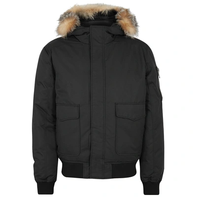 Shop Pajar Lucas Fur-trimmed Shell Bomber Jacket In Black