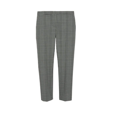 Shop Burberry Straight Fit Prince Of Wales Check Wool Trousers In Mist Green Chk