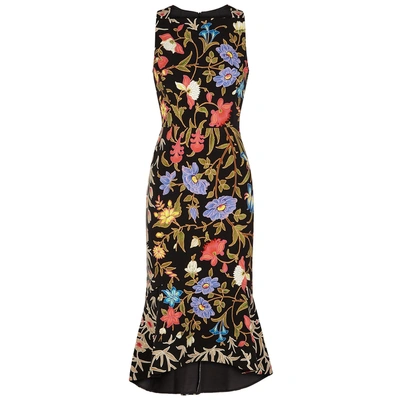 Shop Peter Pilotto Kia Black Floral-print Dress In Black And Other