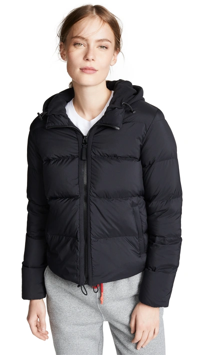 Shop James Perse Fleece Lined Puffer Jacket In Black