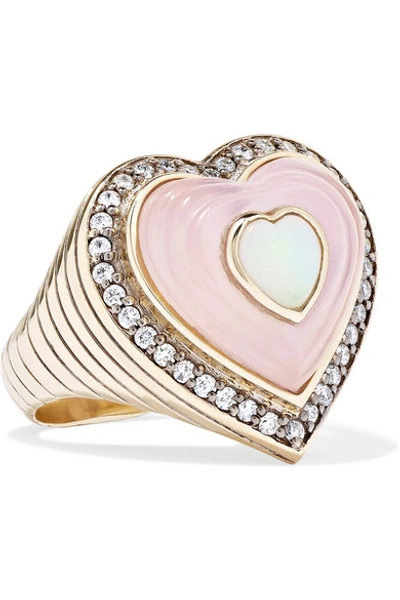 Shop Noor Fares Anahata 18-karat Gray Gold Multi-stone Ring