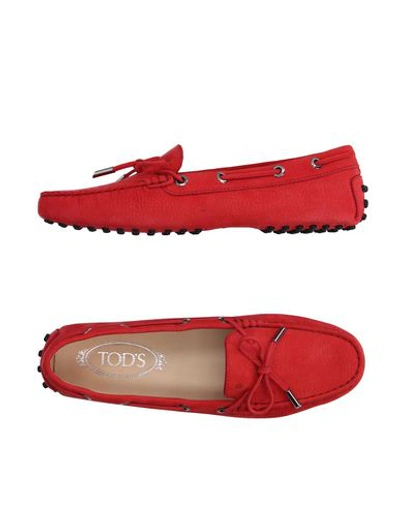 Shop Tod's Woman Loafers Red Size 7.5 Leather