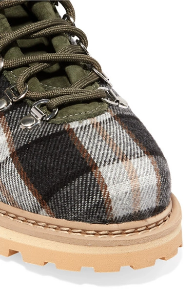 Shop Diemme Roccia Suede-trimmed Checked Wool Ankle Boots In Green
