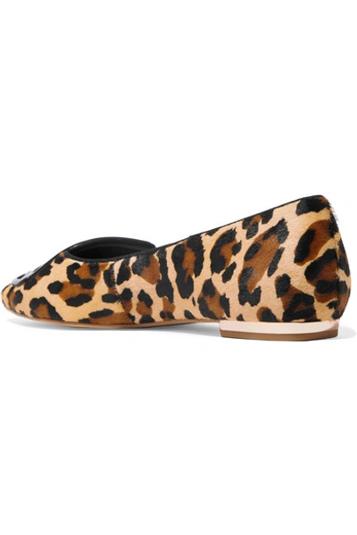 Shop Sophia Webster Butterfly Leopard-print Calf Hair Point-toe Flats In Leopard Print