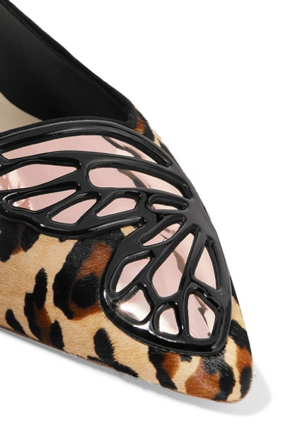 Shop Sophia Webster Butterfly Leopard-print Calf Hair Point-toe Flats In Leopard Print