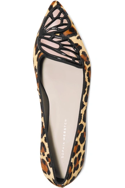 Shop Sophia Webster Butterfly Leopard-print Calf Hair Point-toe Flats In Leopard Print