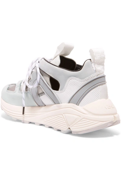 Shop Ganni Suede, Leather, Rubber And Mesh Sneakers In White