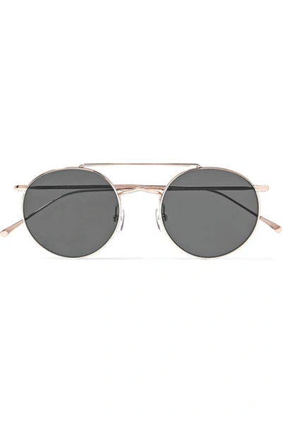 Shop Illesteva Allen M Round-frame Rose Gold-tone Sunglasses