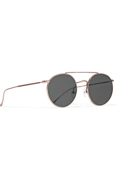 Shop Illesteva Allen M Round-frame Rose Gold-tone Sunglasses