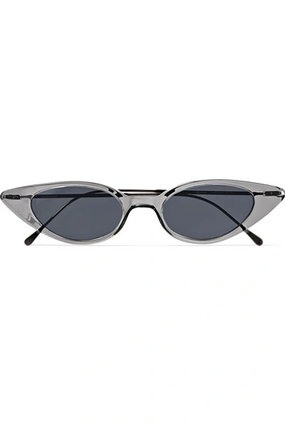 Shop Illesteva Marianne Cat-eye Acetate And Gunmetal-tone Sunglasses In Gray