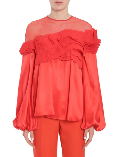 Shop Givenchy Ruffle Insert Blouse In Red