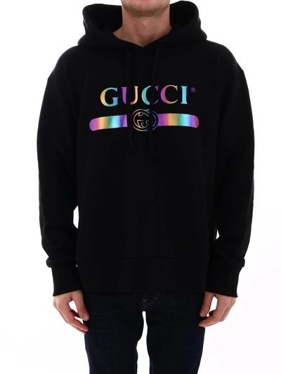 Shop Gucci Iridescent Logo Sweater In Black