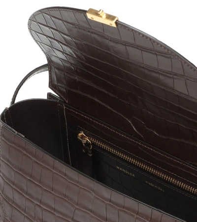 Shop Wandler Luna Leather Shoulder Bag In Brown