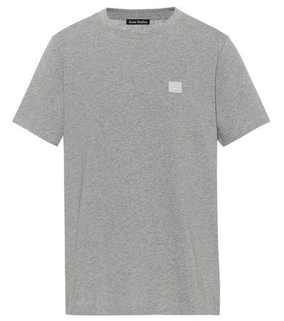 Shop Acne Studios Face Cotton T-shirt In Grey