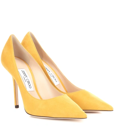 Shop Jimmy Choo Love 100 Suede Pumps In Yellow