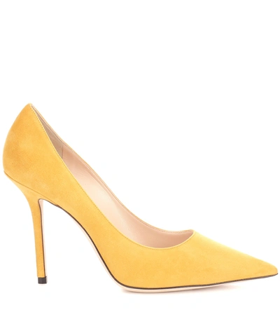Shop Jimmy Choo Love 100 Suede Pumps In Yellow