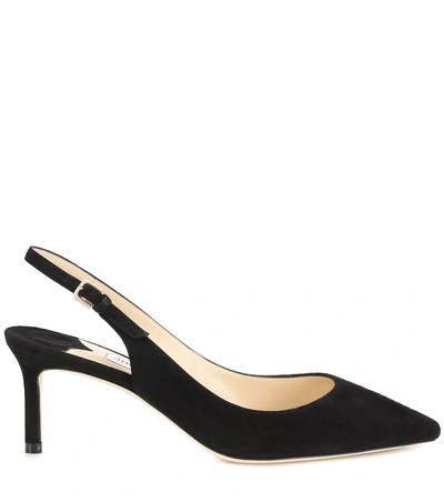 Shop Jimmy Choo Erin 60 Suede Slingback Pumps In Black