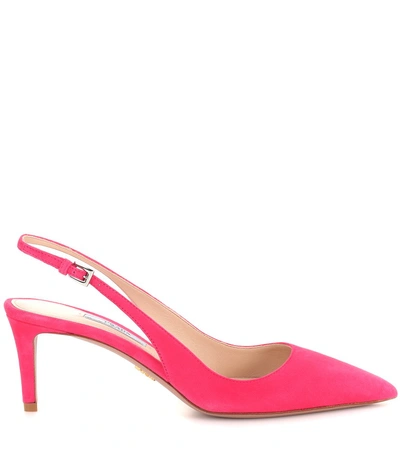 Shop Prada Suede Slingback Pumps In Pink