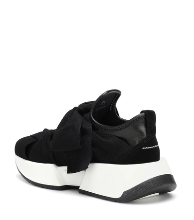 Shop Mm6 Maison Margiela Suede-trimmed Sneakers In Black