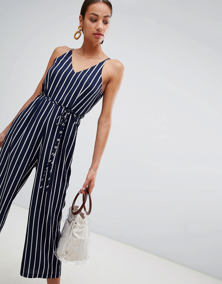 ax paris navy stripe jumpsuit