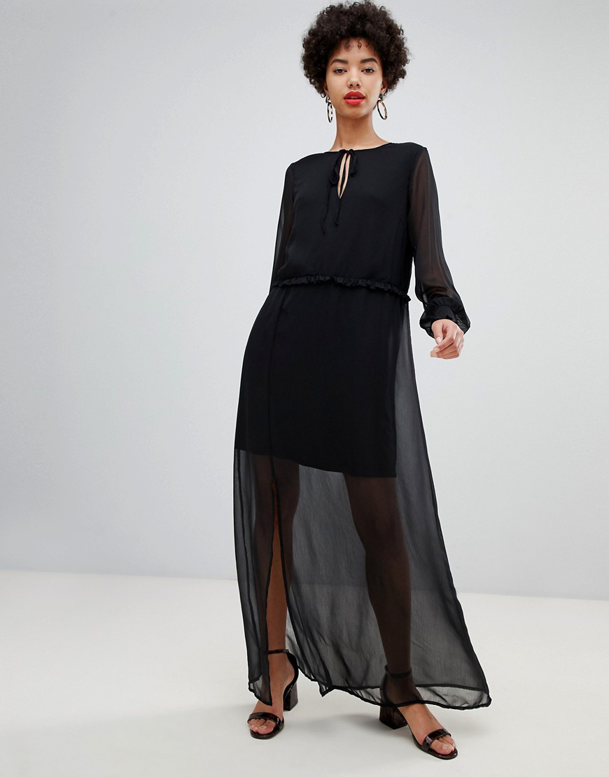 black sheer maxi dress