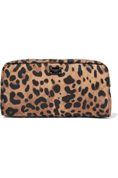 Shop Dolce & Gabbana Necessaire Leopard-print Nylon Cosmetics Case In Brown