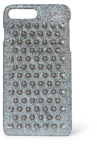 Shop Christian Louboutin Loubiphone Glittered Leather Iphone 7 And 8 Plus Case In Silver