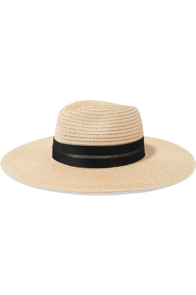 Shop Eugenia Kim Emmanuelle Grosgrain-trimmed Straw Hat In Beige