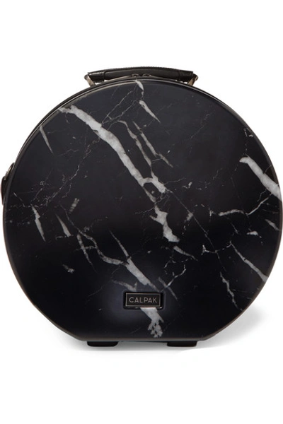 Shop Calpak Baye Small Marbled Hardshell Vanity Suitcase In Black