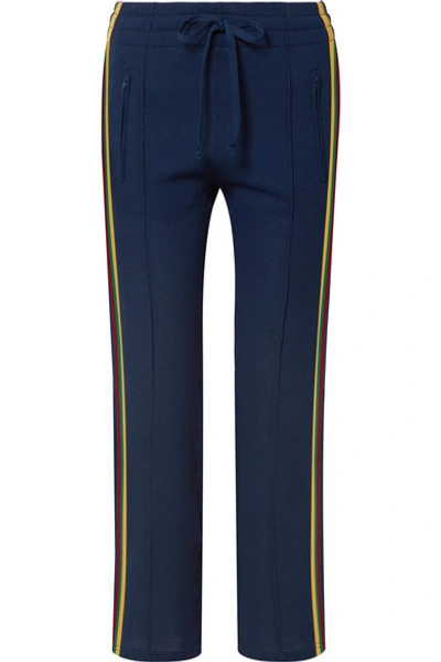 Shop Isabel Marant Étoile Dobbs Striped Knitted Track Pants In Midnight Blue