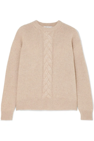 Shop Max Mara Cable-knit Cashmere Sweater In Beige