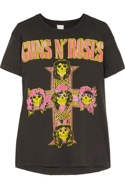 Shop Madeworn Guns N Roses Neon Distressed Printed Cotton-jersey T-shirt