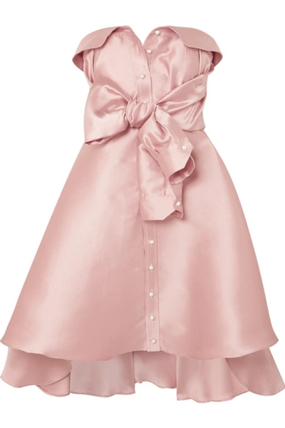 Shop Alexis Mabille Tie-detailed Faille Mini Dress In Blush