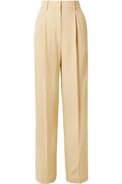 Shop Theory Crepe Wide-leg Pants In Pastel Yellow