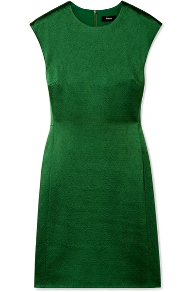 Shop Theory Hammered-satin Mini Dress In Dark Green