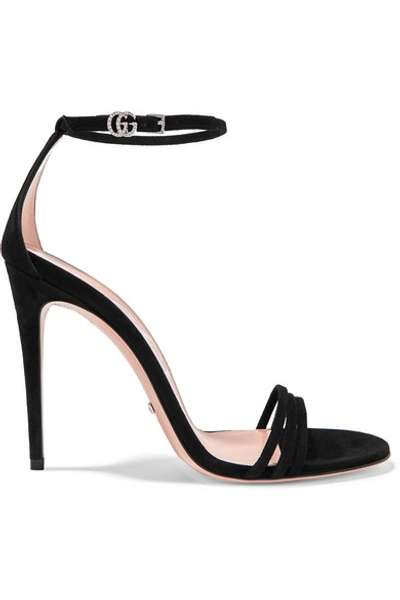 Shop Gucci Crystal-embellished Suede Sandals In Black