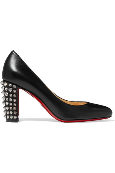 Shop Christian Louboutin Marimalus 85 Studded Leather Pumps In Black