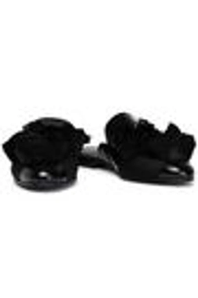 Shop Lanvin Embellished Leather Slippers In Black